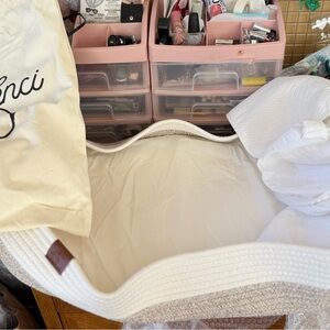 White and Gray Baby Basket